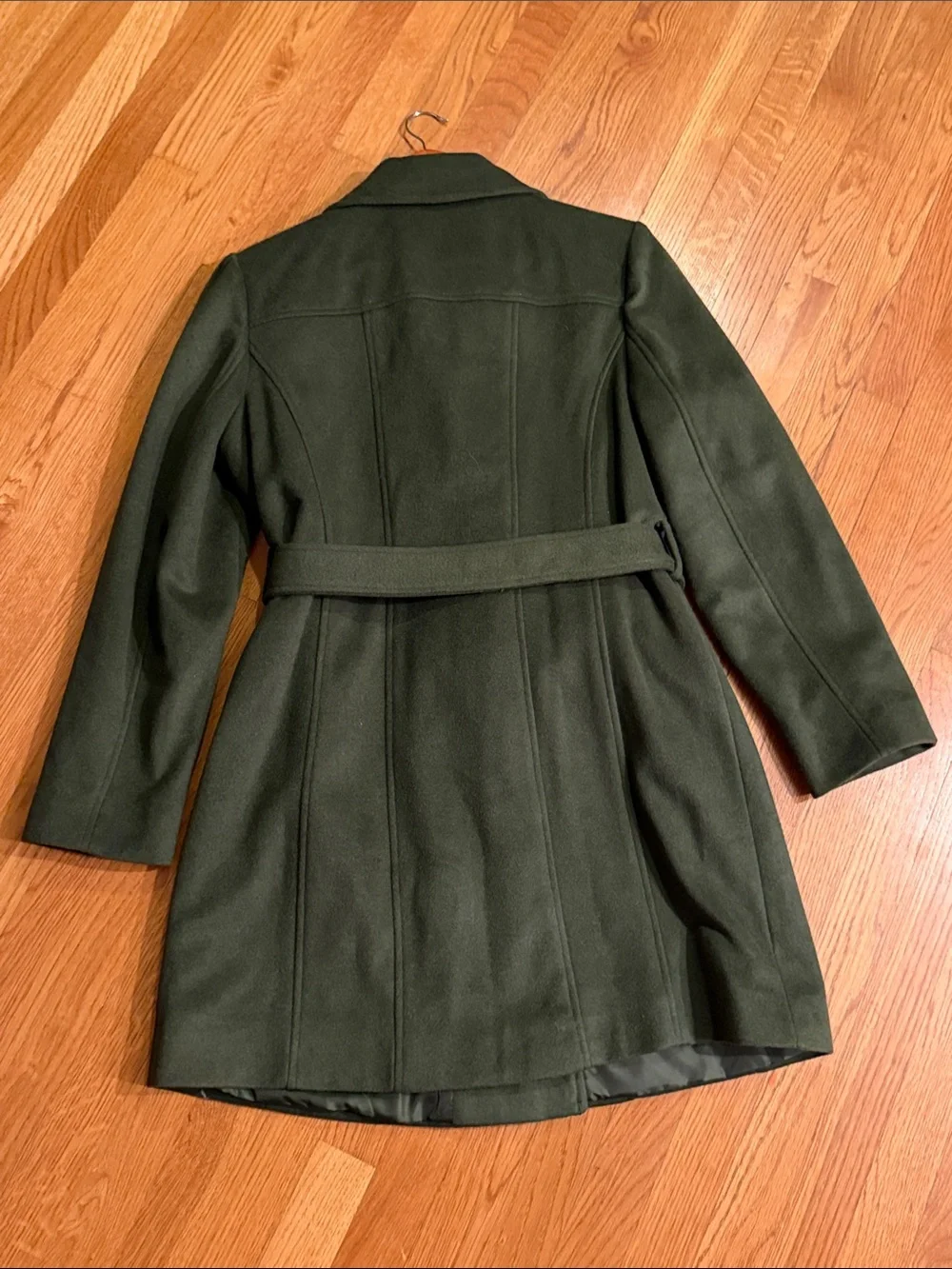 Michael Kors Dark Green Wool Blend Belted Coat